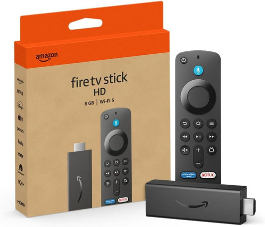 Amazon Fire TV Stick HD (modelo más reciente), TV en vivo gratuita, Control remoto por voz Alexa, controles de Smart Home, streaming en HD